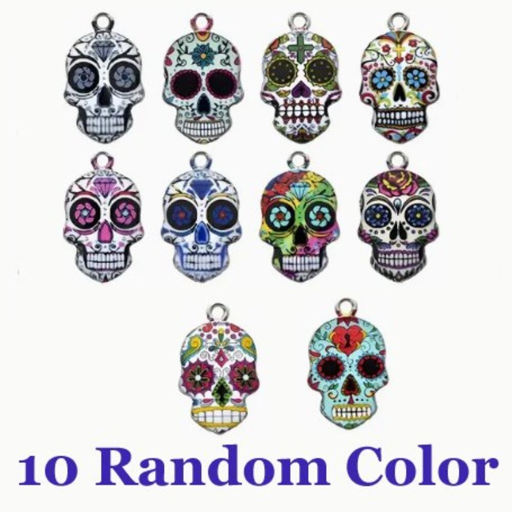 Colorful Skull Charms. 10 Charms.